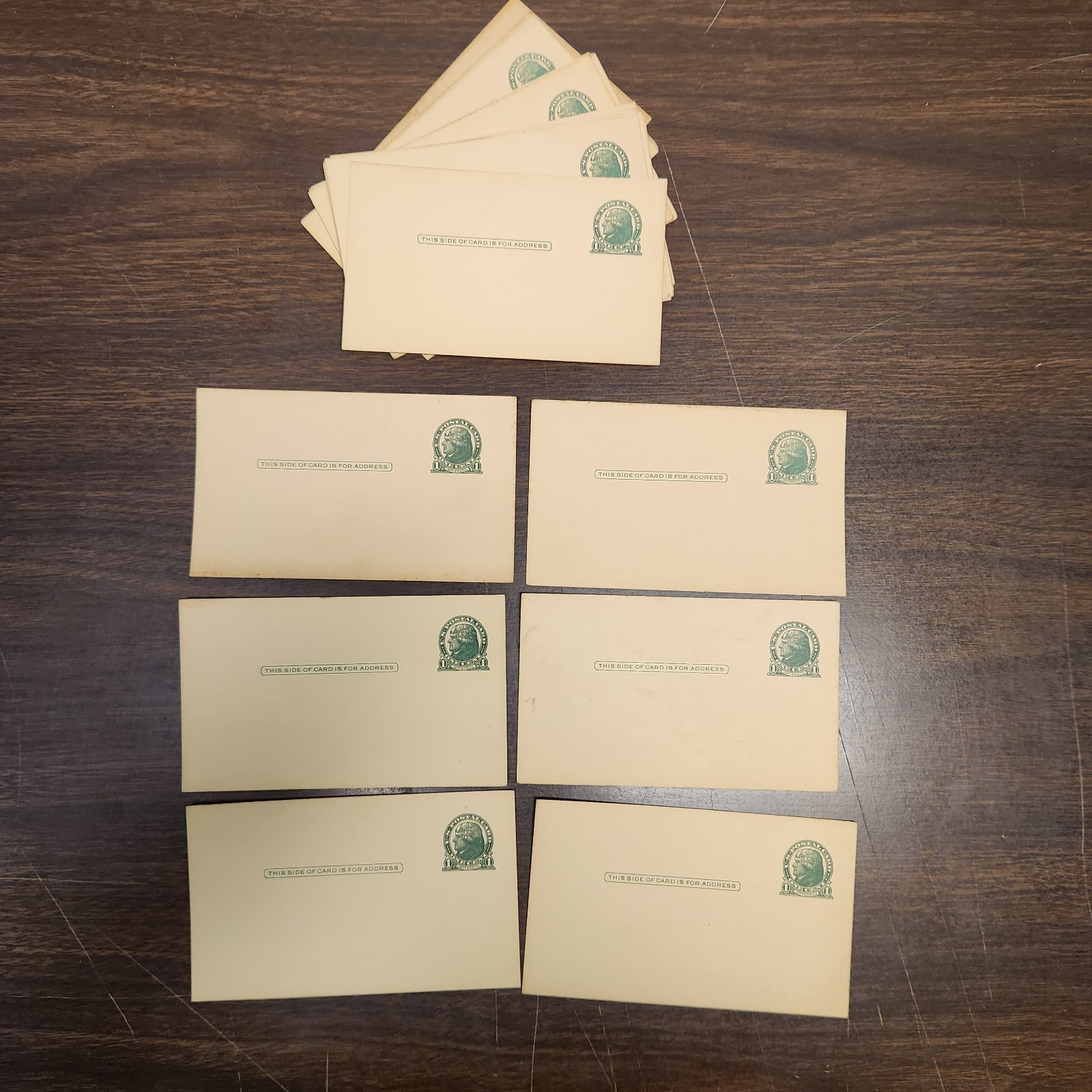 Vintage Jefferson 1 Cent Post Cards Lot of 28 Unused Beige Antique Ephemera USPS