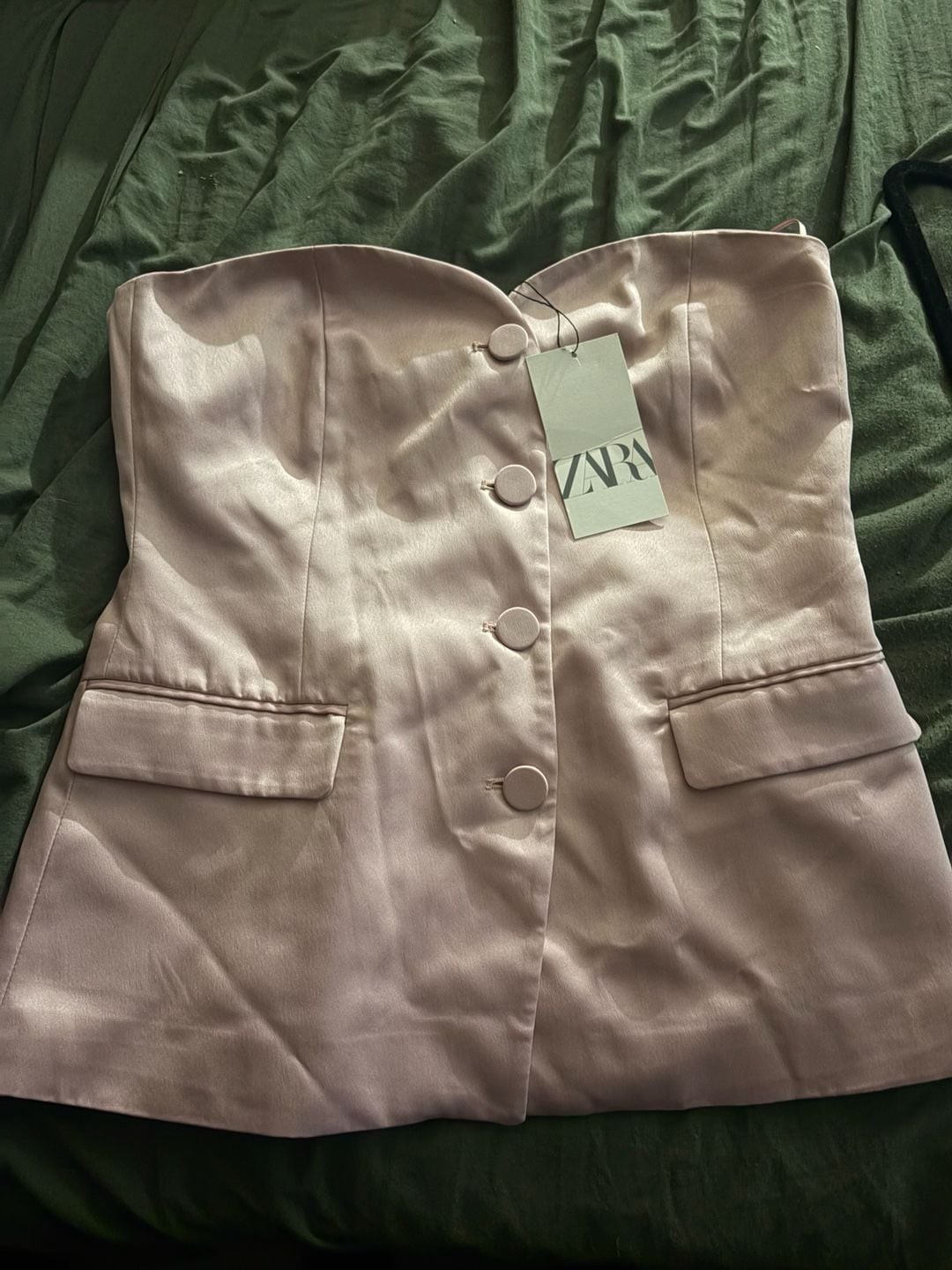 Zara Satin Strapless Corset Top Size USA L Pink Zara Satin Strapless Corset Top Size USA L Pink