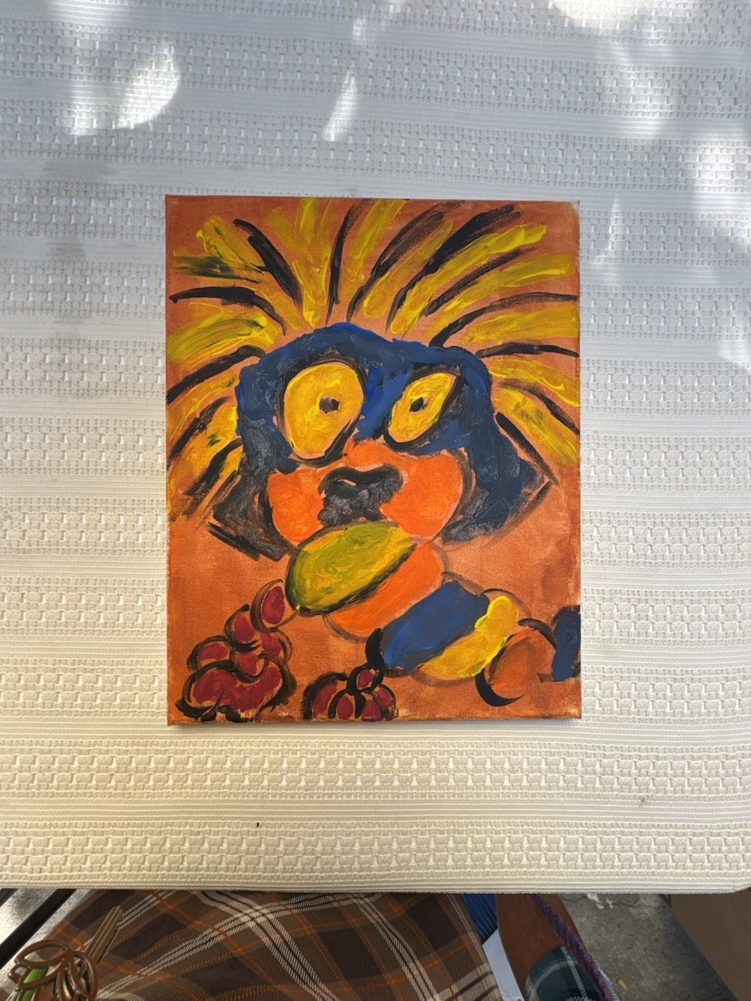 Original Abstract Expressionist Acrylic Canvas Painting Outsider Art