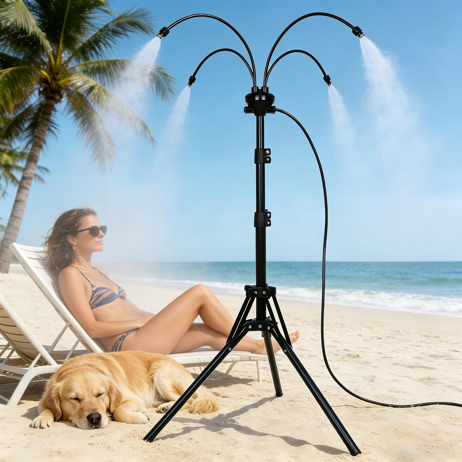 Standing Misters for Outside Patio Cooling, Adjustable 5.3 Ft Misting System Standing Misters for Outside Patio Cooling, Adjustable 5.3 Ft Misting System