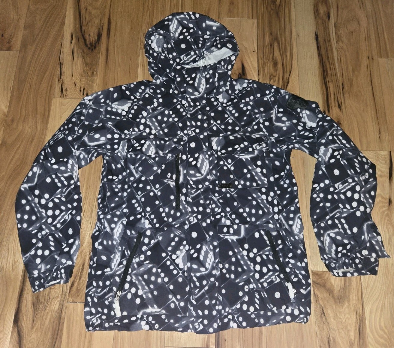 Vtg. Burton Ronin Snowboard Jacket Mens MEDIUM Dice Print Y2K Ski Black RARE