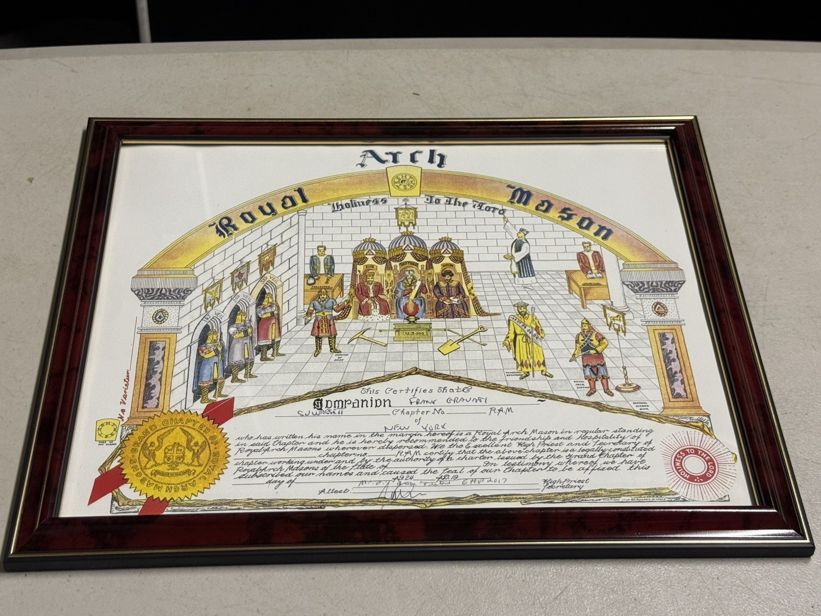 Royal Arch Mason Holiness to the Lord Grand Chapter Membership Certificate 2017 Royal Arch Mason Holiness to the Lord Grand Chapter Membership Certificate 2017