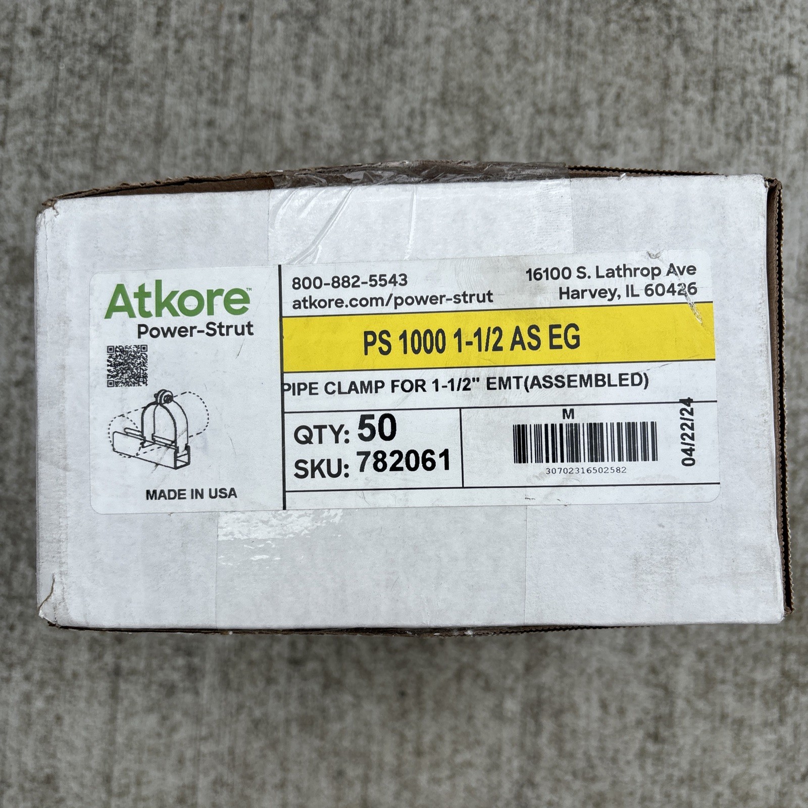 50 Pack Power-Strut PS 1000 A1-1/2 AS EG Electro galvanized Pre-Assembled EMT