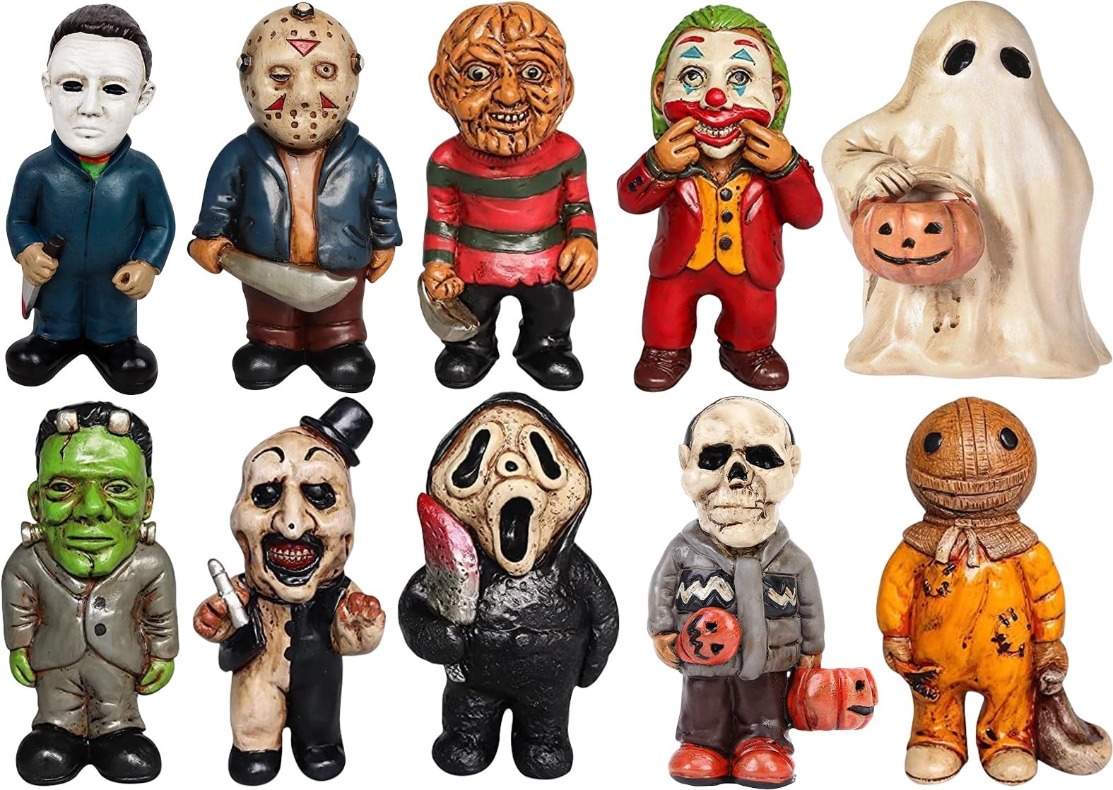10pcs Horror Movie Decor Garden Statues Set Halloween Gnomes 5 inches, 10pcs Horror Movie Decor Garden Statues Set Halloween Gnomes 5 inches,