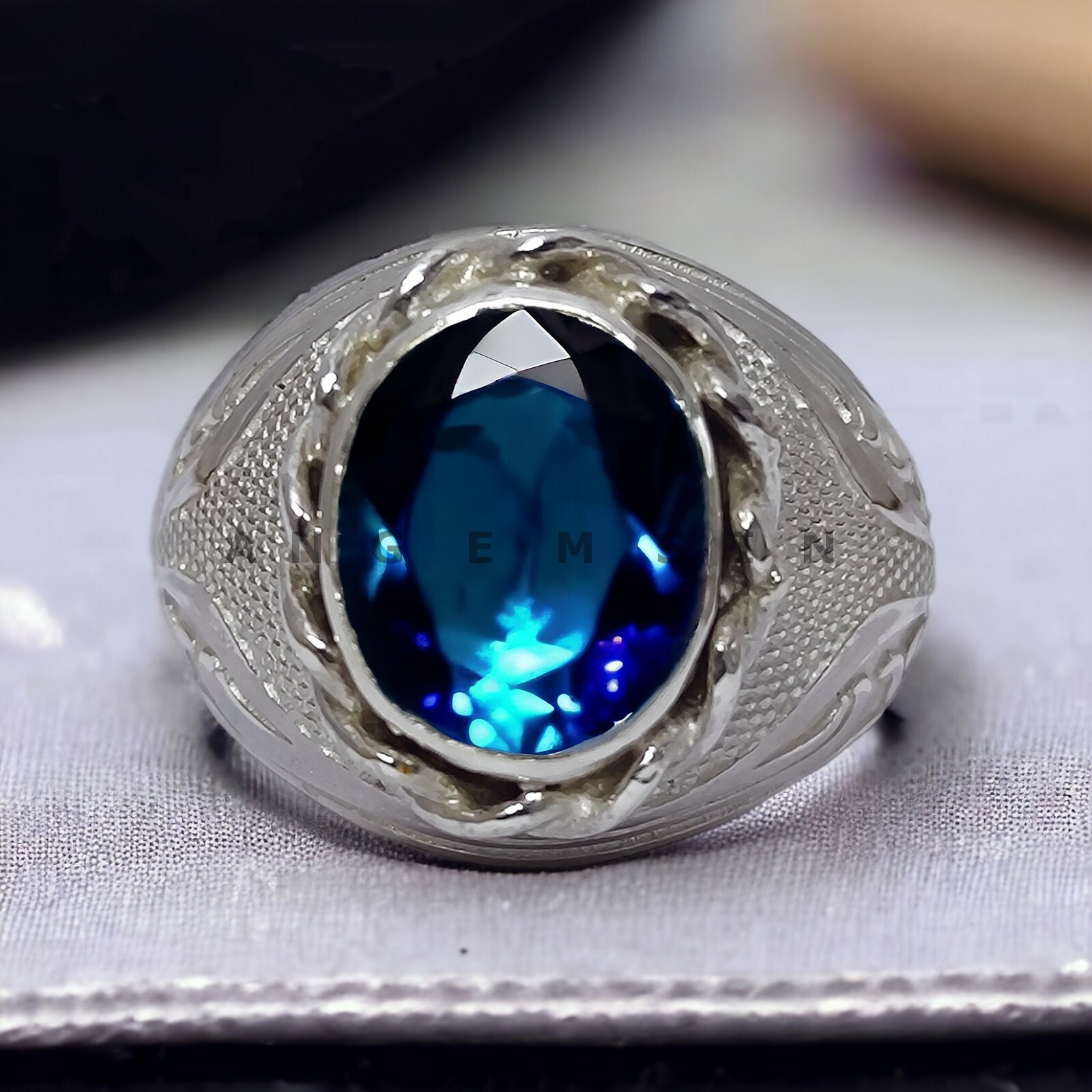 Alexandrite Gemstone With 14K Solid White Gold Grooms Ring For Men\'s #AL41 Alexandrite Gemstone With 14K Solid White Gold Grooms Ring For Men\'s #AL41