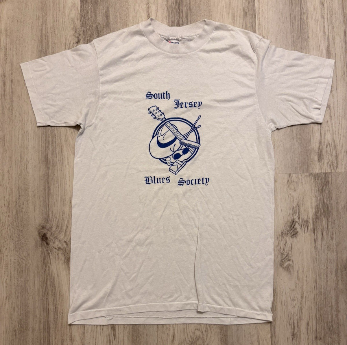 VTG 80s South Jersey Blues Society T shirt Size L Single Stitch USA Music Jazz