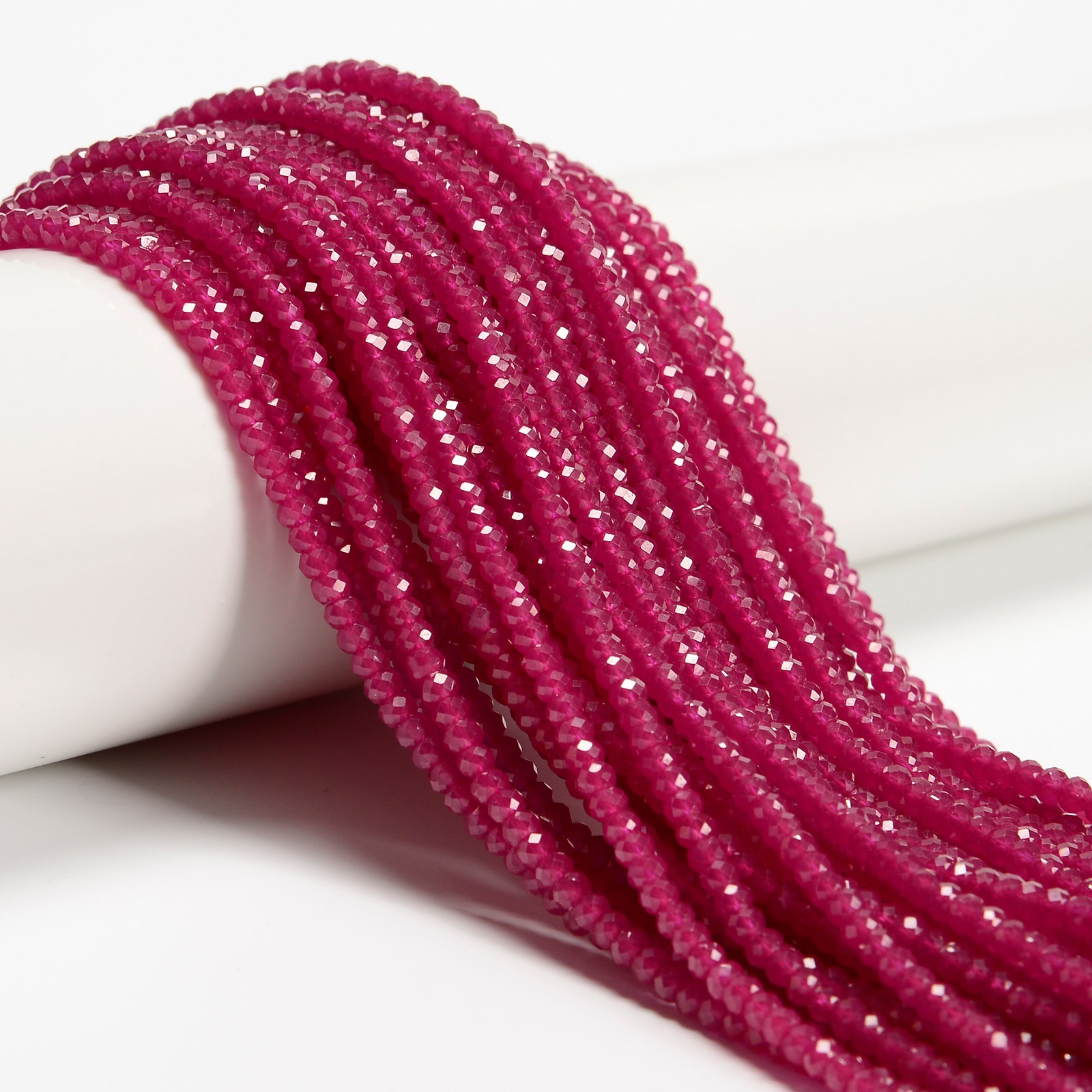 Natural Ruby Faceted Rondelle Beads Size 2x3mm 15.5\'\' Strand