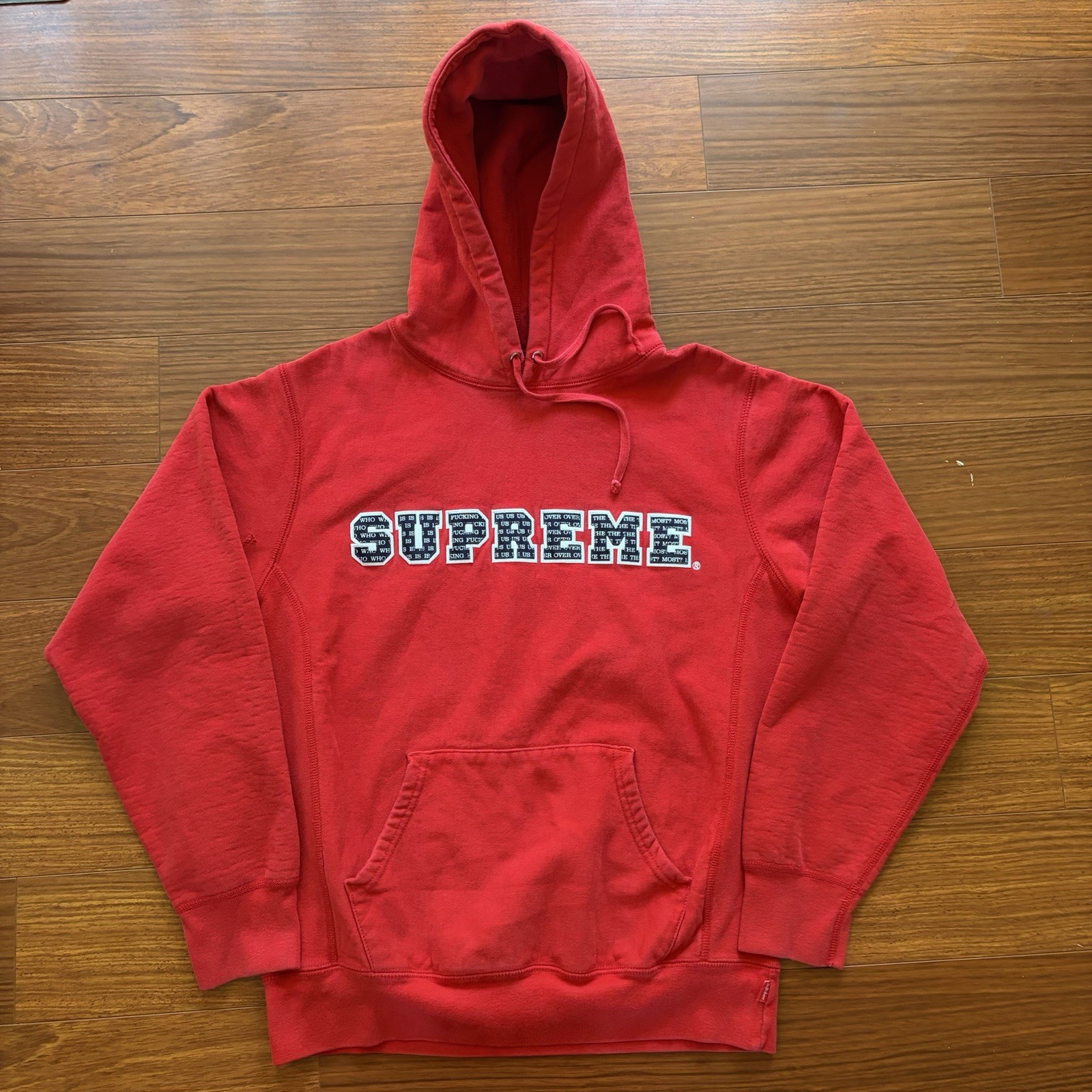 Supreme The Most Hoodie Men’s Medium Red Embroidered Spellout Hoodie Authentic Supreme The Most Hoodie Men’s Medium Red Embroidered Spellout Hoodie Authentic