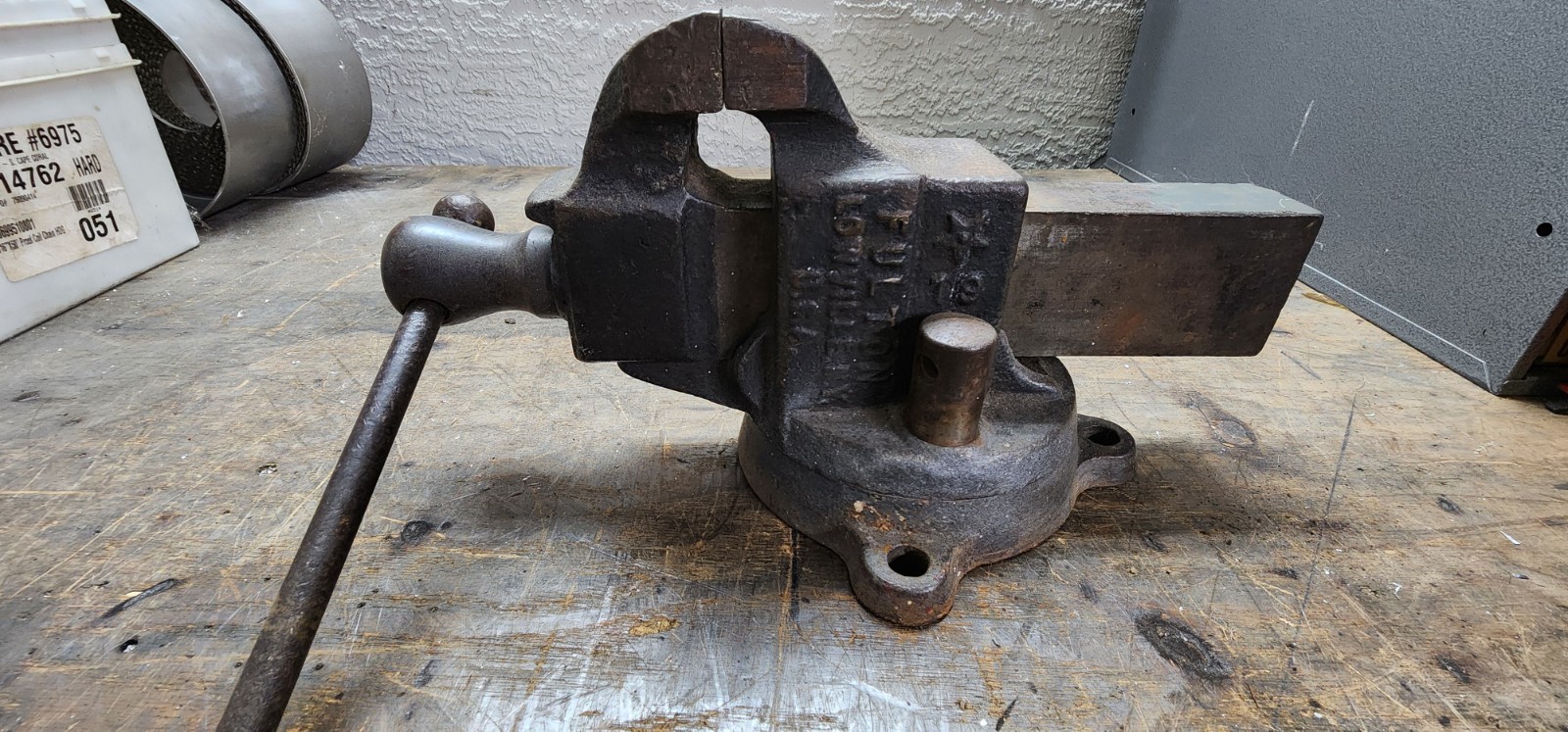 Antique Swivel Bench Vise RARE FULTON LOWVILLE NY USA #19 3 1/2\