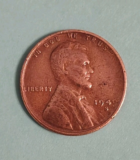 ERROR 1949 S Lincoln Wheat Penny Error T in TRUS is missing, Many Errors