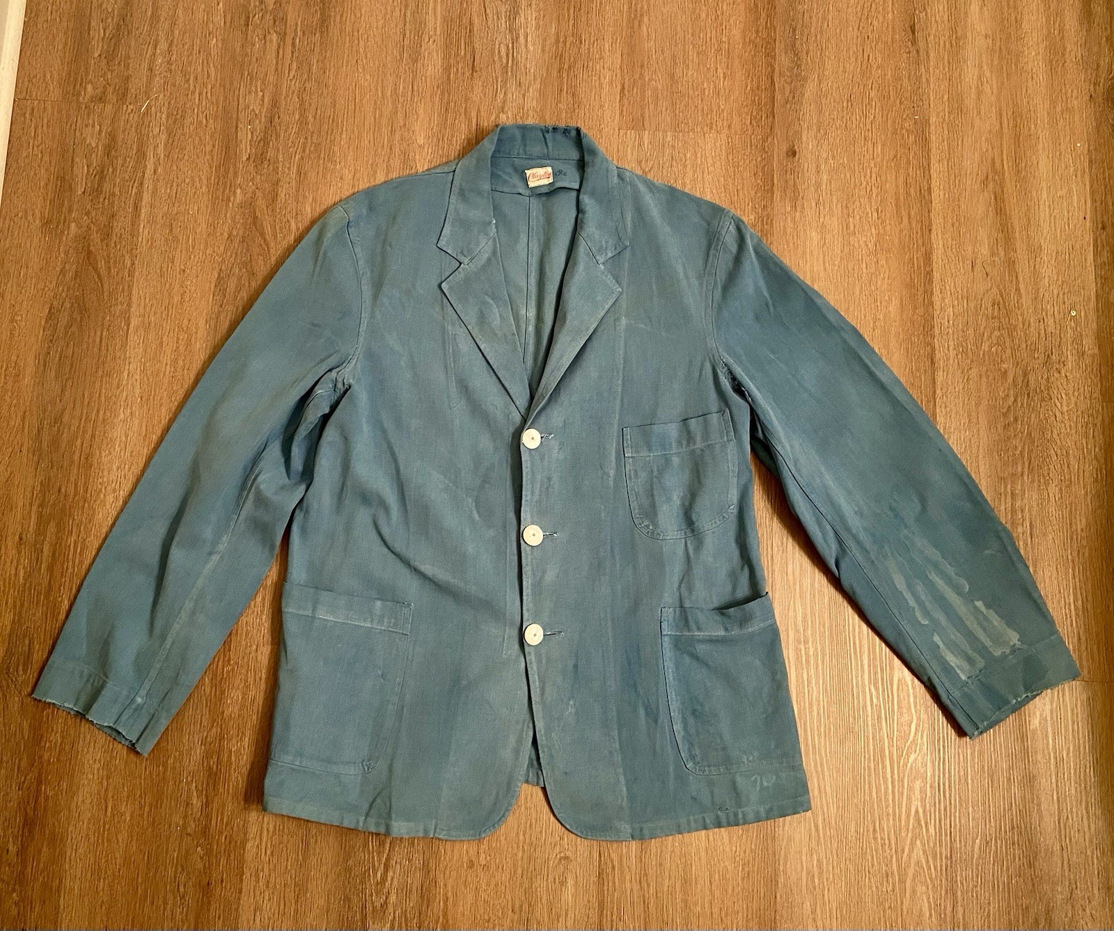 Vintage 19th Century Men’s Indigo Denim Sack Coat Chore Jacket 1890’s Label 1900 Vintage 19th Century Men’s Indigo Denim Sack Coat Chore Jacket 1890’s Label 1900