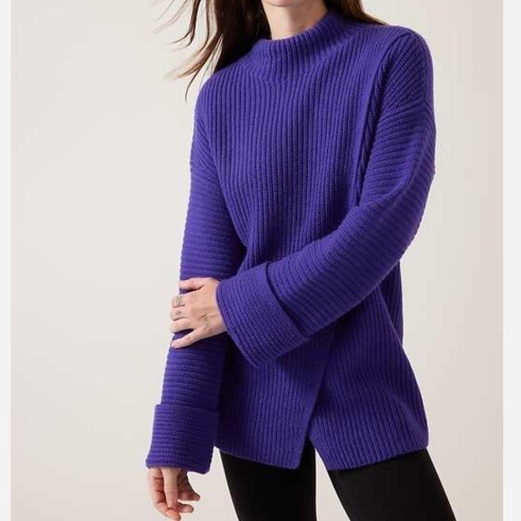 ATHLETA NWT $249 Mock Funnel Neck Cashmere Wool Azalea Sweater Top Size XS