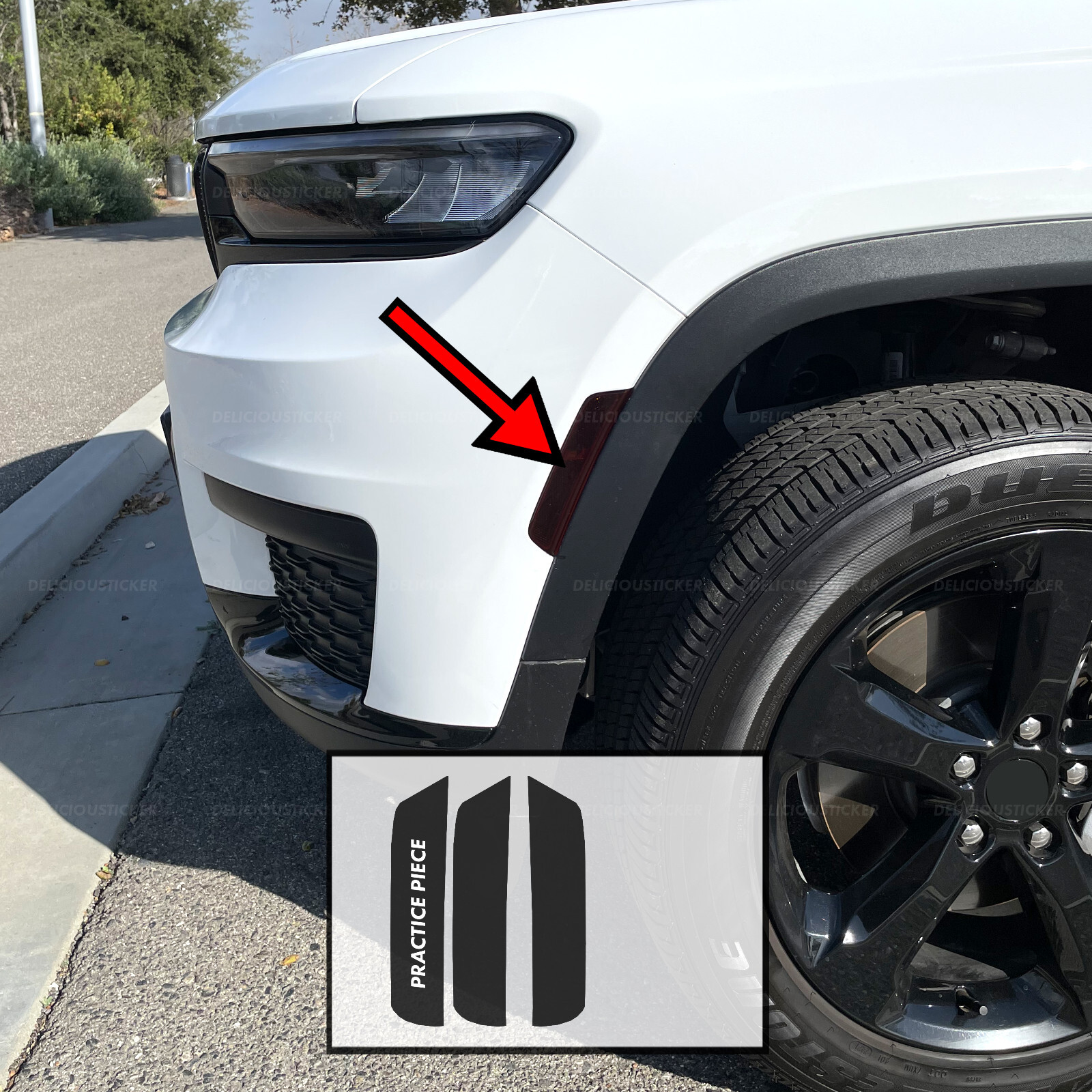 For 2021-2026 Jeep Grand Cherokee L SMOKE Front Side Markers Tint Overlays Vinyl