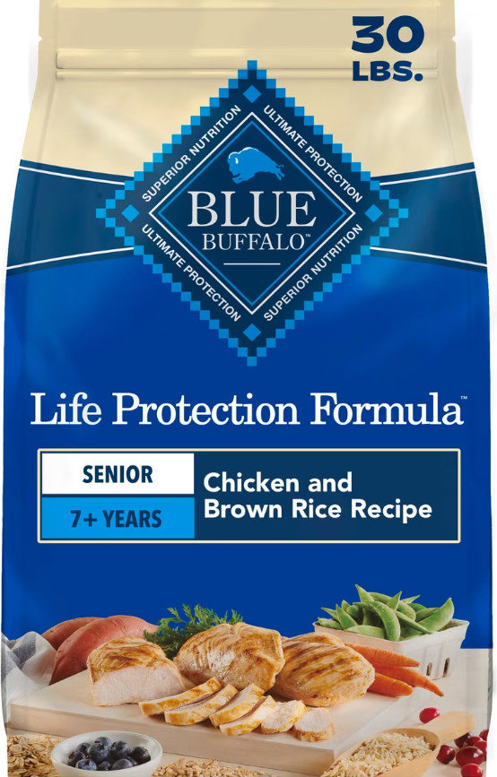 Blue Buffalo Life Formula Senior Chicken & Brown Rice Recipe Dry Dog Food, 30 lb