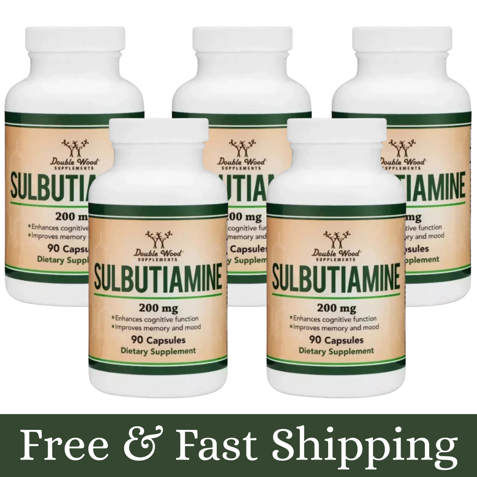 Sulbutiamine, 90 x 200mg Capsules - Memory, Mood, Cognitive Nootropic -5 Packs