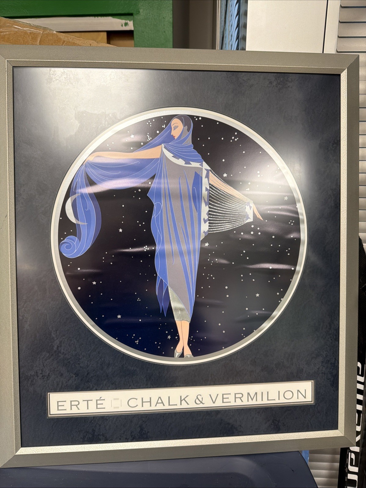 ERTÉ MOONLIGHT CHALK & VERMILION ART DECO FINE ART VINTAGE FRAMED LITHOGRAPH ERTÉ MOONLIGHT CHALK & VERMILION ART DECO FINE ART VINTAGE FRAMED LITHOGRAPH