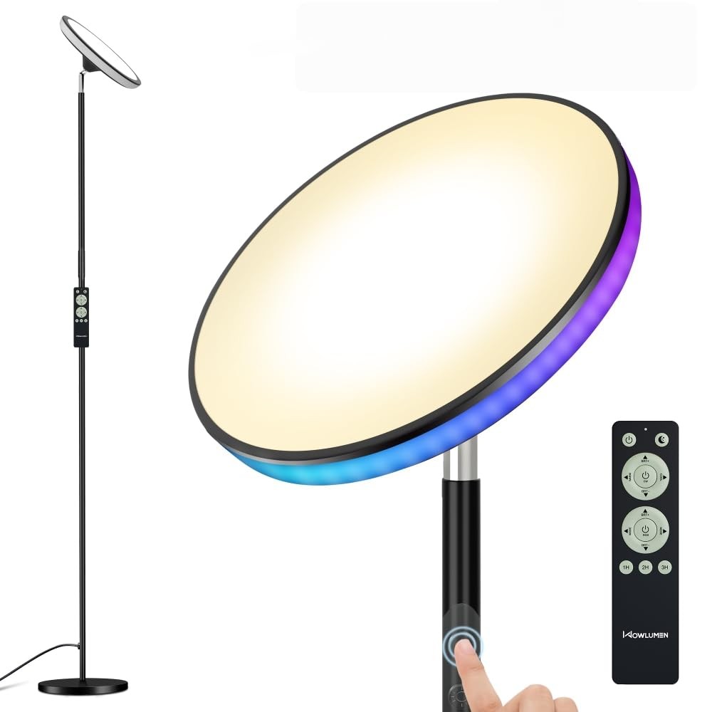WOWLUMEN UFO Floor Lamp 71in, Upgraded 42W 3700LM LED Torchiere Floor Lamps