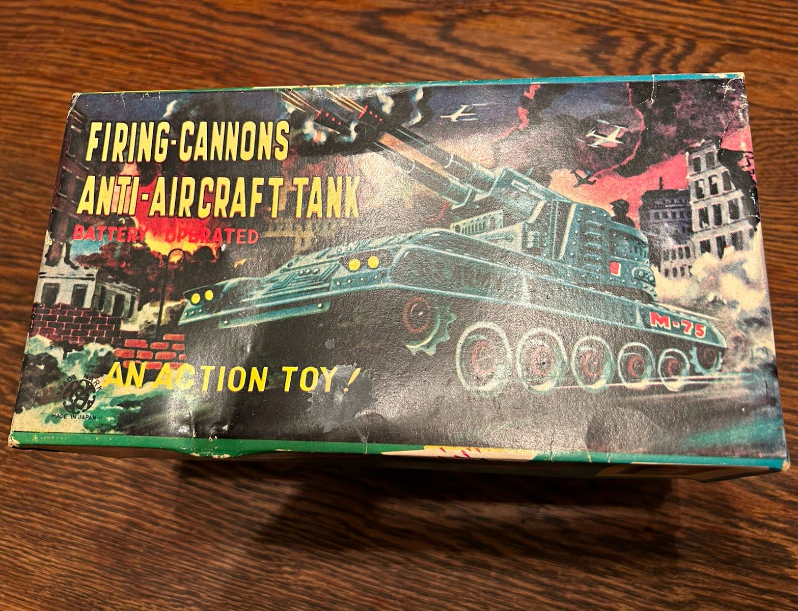 Vintage Tin Battery Operated Firing Cannons Anti-Aircraft Tank M-75 Toy Vintage Tin Battery Operated Firing Cannons Anti-Aircraft Tank M-75 Toy