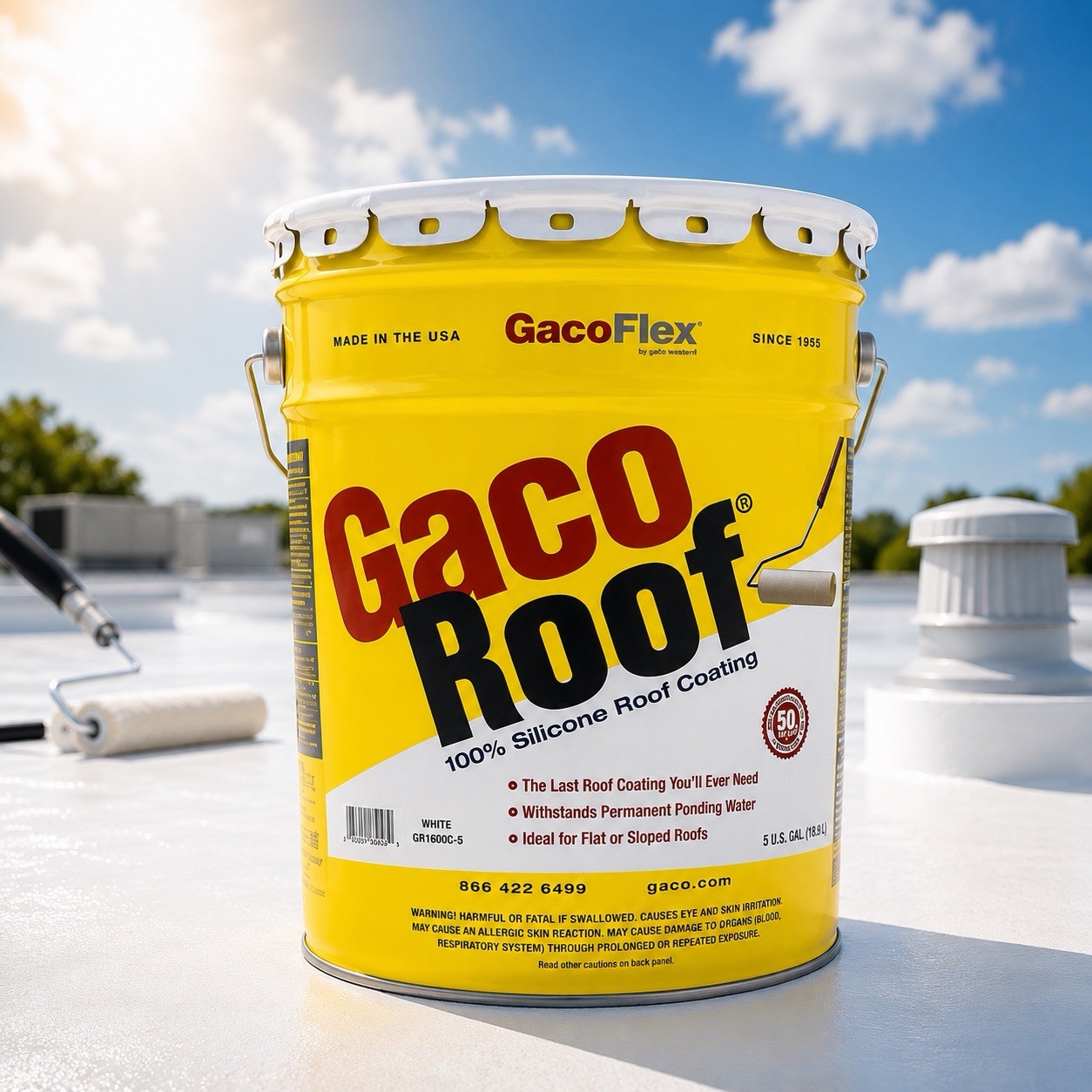 GacoFlex GacoRoof White Silicone Roof Coating 5 Gallon Waterproof Sealant