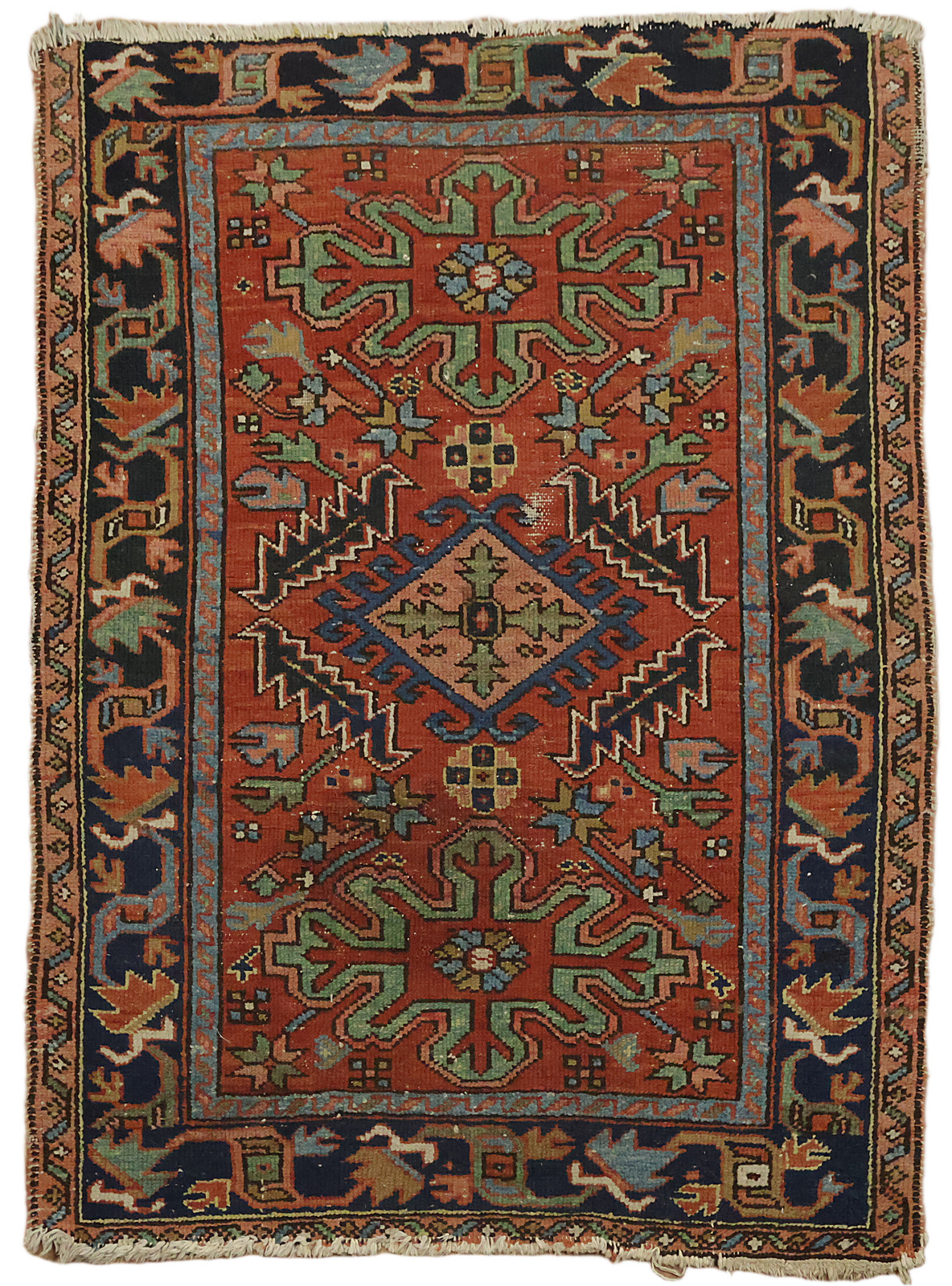 Antique 3x4 Vegetable Dye Traditional Wool Accent Rug in Multicolor Tones