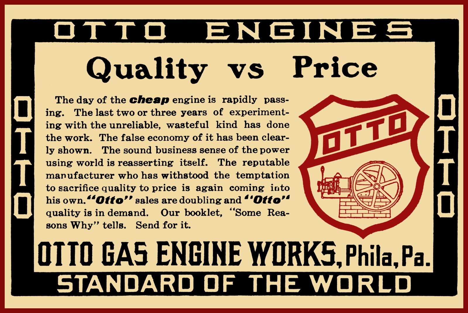 1905 Otto Gas Engine Works NEW Metal Sign - 12x18\