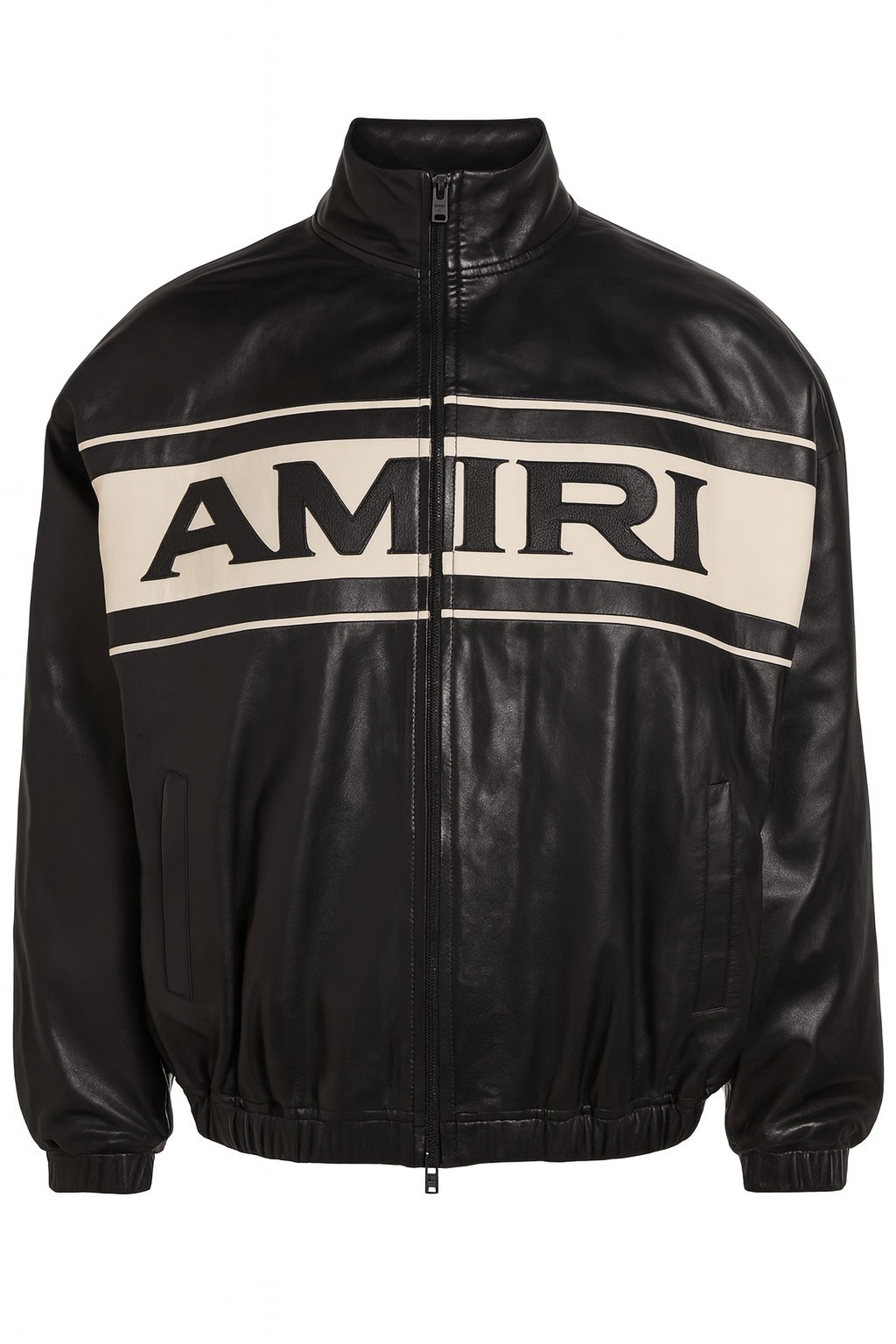 Amiri Black Leather Jacket Men’s – Premium Real Leather, Full Zip, Logo Panel, Amiri Black Leather Jacket Men’s – Premium Real Leather, Full Zip, Logo Panel,