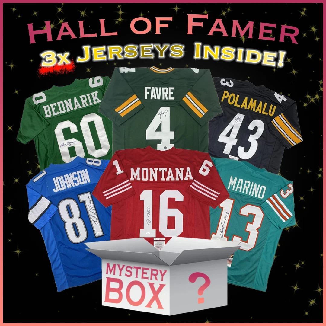 3x Hall of Famers Autographed/Signed Football Jerseys Mystery Box PSA JSA or BAS 3x Hall of Famers Autographed/Signed Football Jerseys Mystery Box PSA JSA or BAS