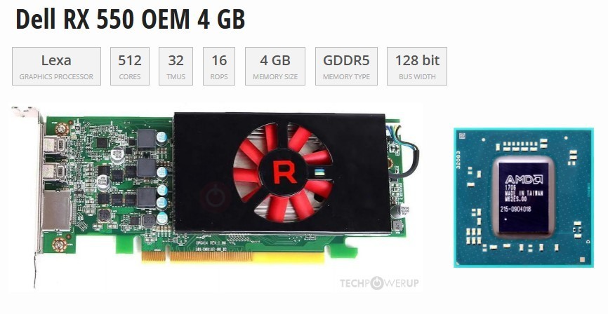 Dell NJJMW✅AMD Radeon RX 550 4GB GDDR5 Graphics Card✅DP 2x miniDP✅LOW Profile