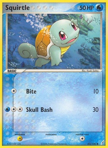 Pokemon Card - Crystal Guardians 63/100 - SQUIRTLE (common) - NM