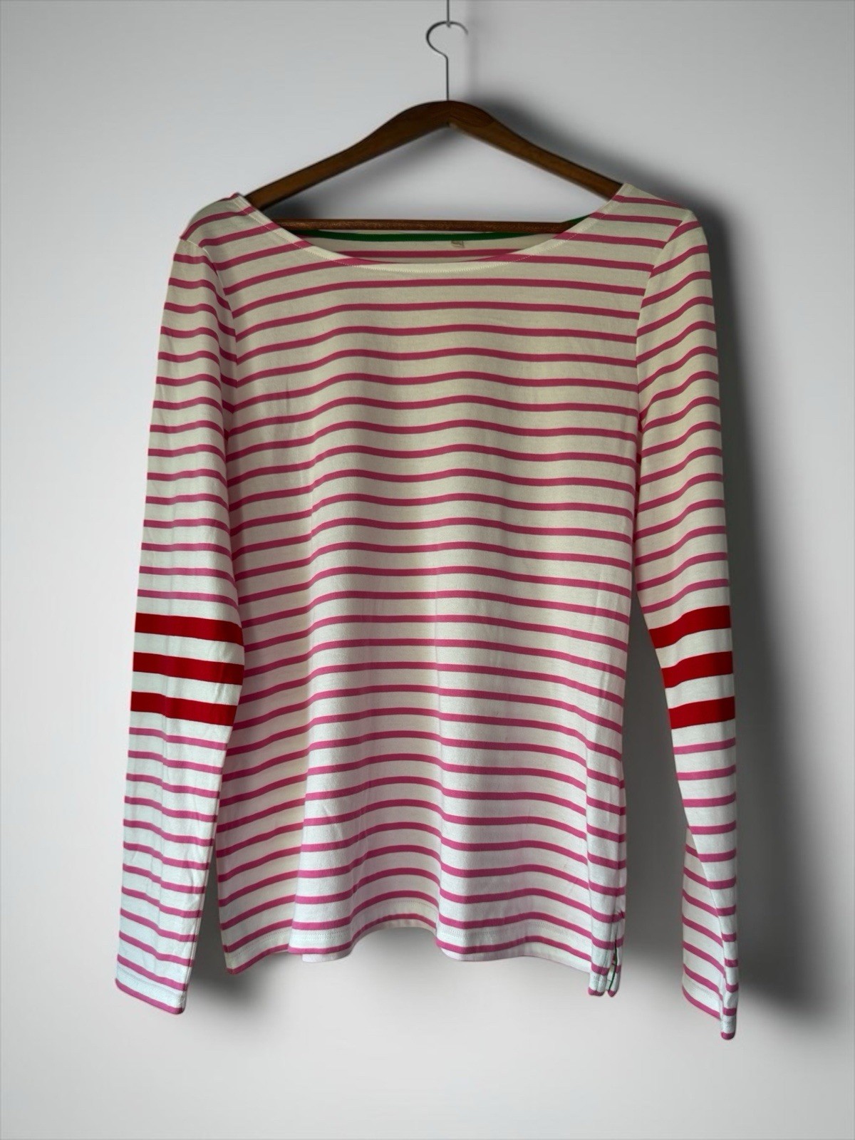 Boden Women\'s Ella Striped Boat Neck Long Sleeve Tee Size 10 Coastal Classic