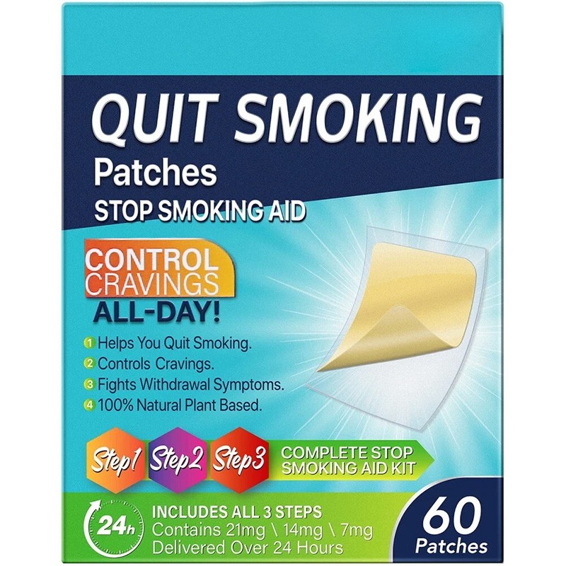 3-in-1 Quit Smoking Patches (21mg/14mg/7mg) - 60 Patches Nicotine Aid US