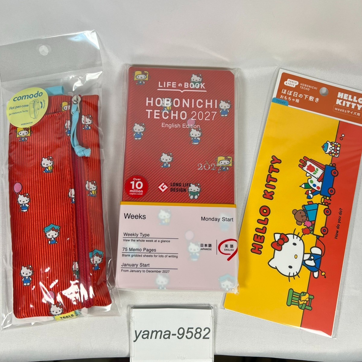 Hobonichi Techo 2027 Weeks English Hello Kitty Planner Pencil Board Pen Case Set