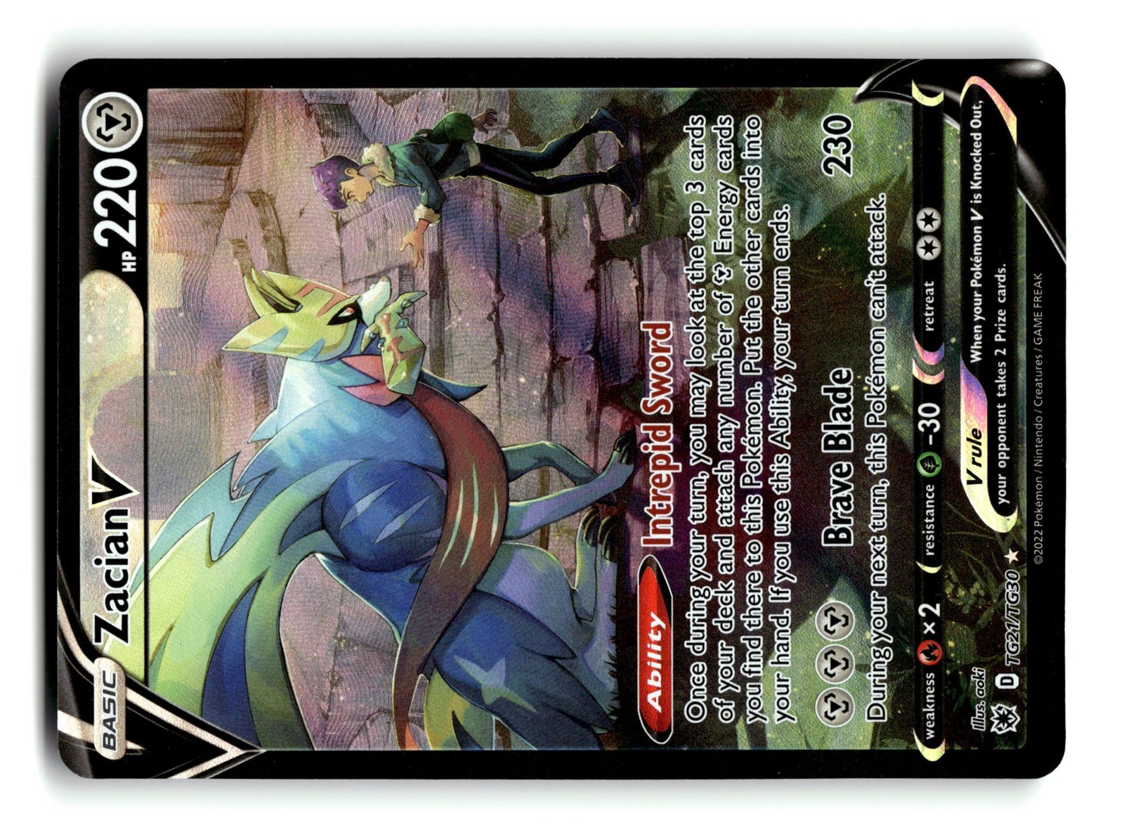 Pokemon Zacian V TG21/TG30 SWSH10:TG Holofoil NM