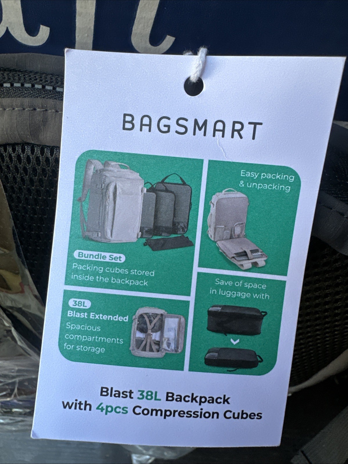 Bagsmart 38L Blast Backpack with 4-piece Compression Packing Cubes Navy Bagsmart 38L Blast Backpack with 4-piece Compression Packing Cubes Navy