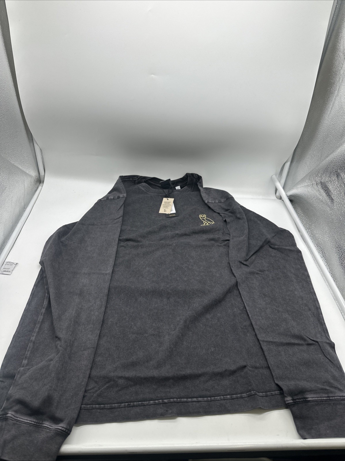 OVO October\'s Very Own Garment Dyed Black Long Sleeve Owl Shirt Size Med / LG
