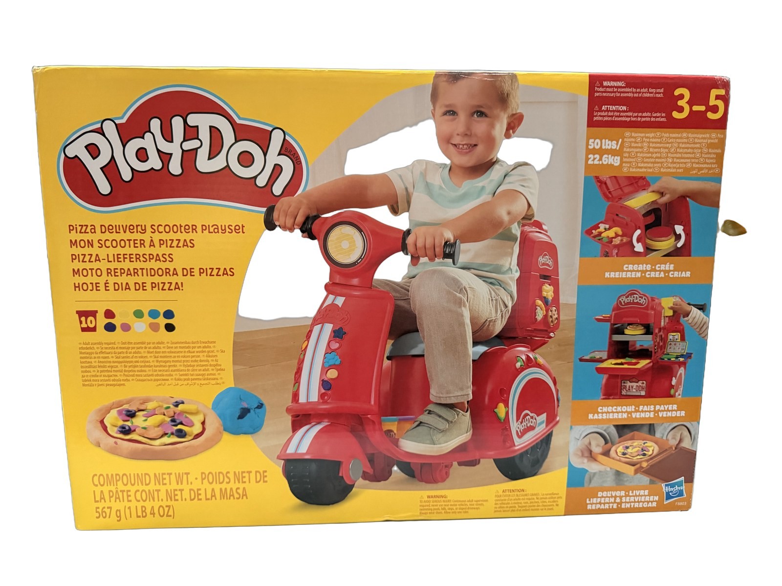 Play-Doh Pizza Delivery Red Scooter Playset F8803 Hasbro New Ride-On Ages 3-5