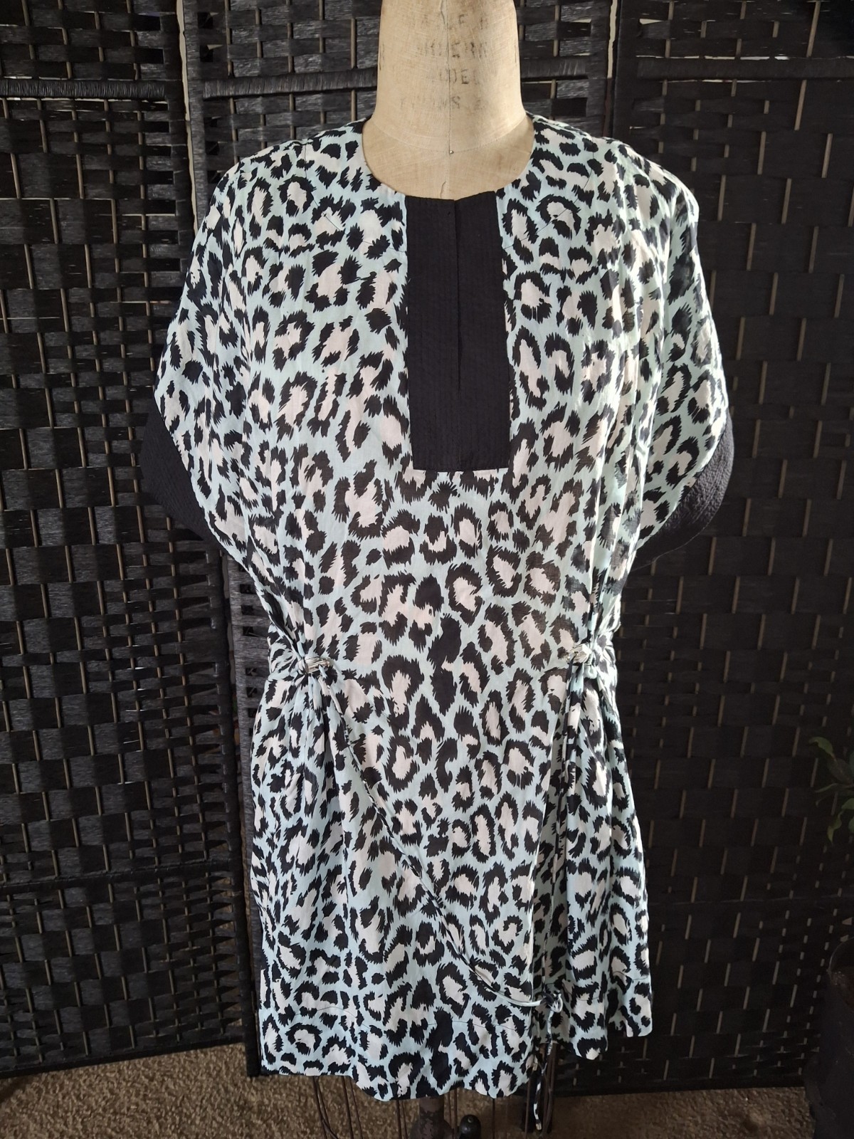 Diane von Furstenberg DVF Leopard Print Tunic Boho Chic Beach Casual Womens P XS