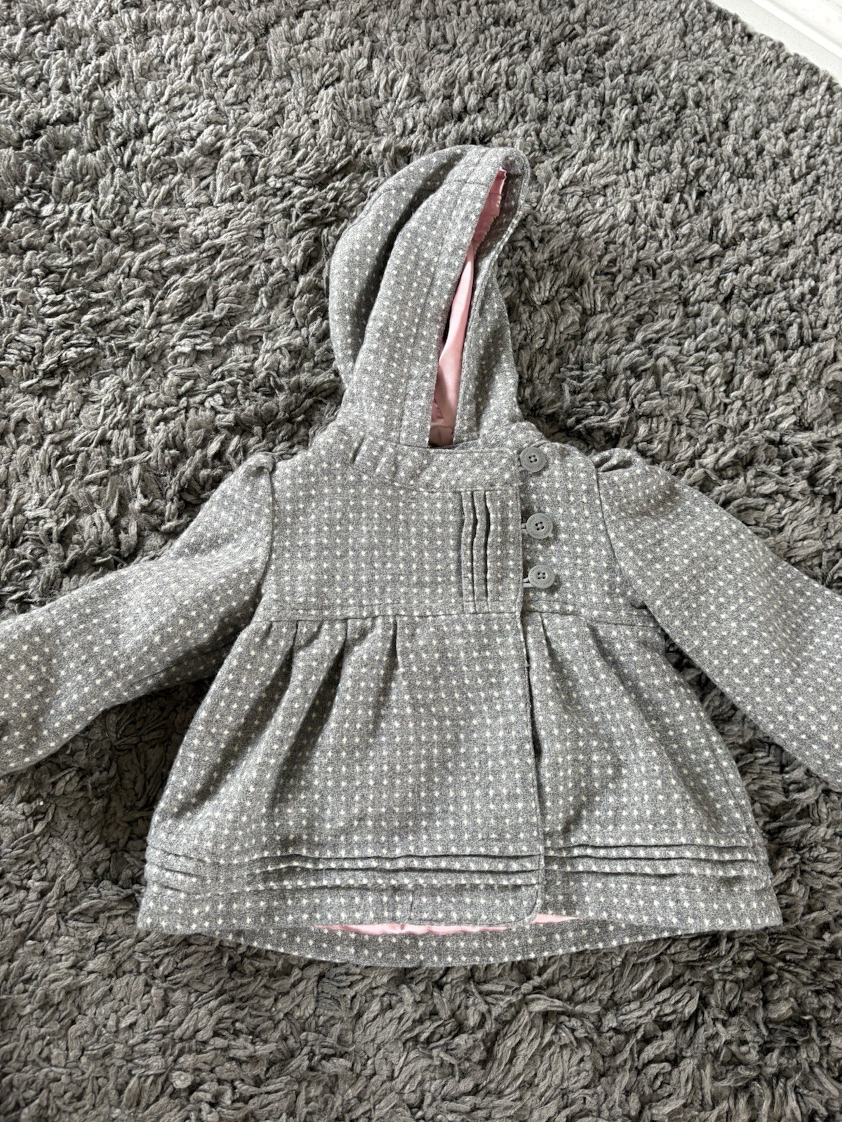 Jasper Conran Girls Coat 18-24 Months Grey Star Button Up Hooded Smart Jacket