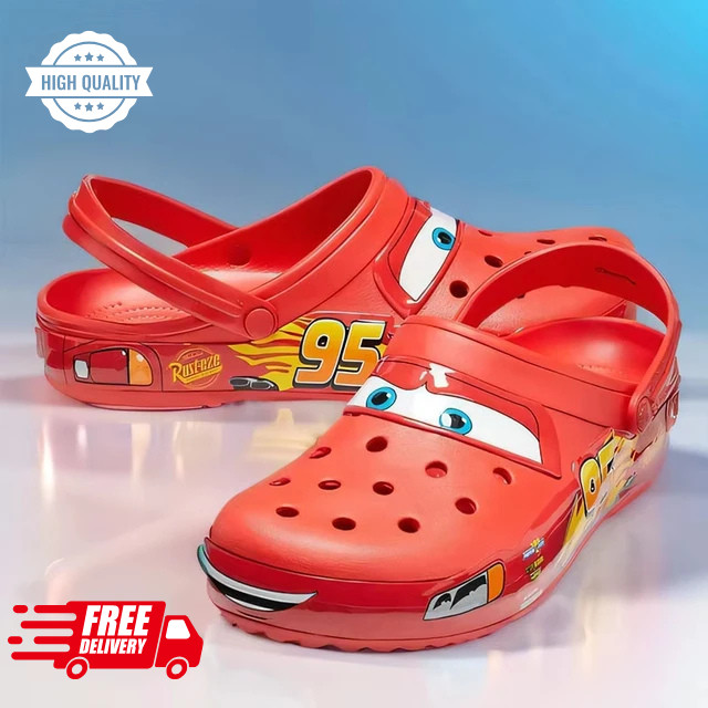 Kid’s LIGHT-UP Lightning McQueen Crocs boys girls Shoe Clog Disney C8-J3 Size **