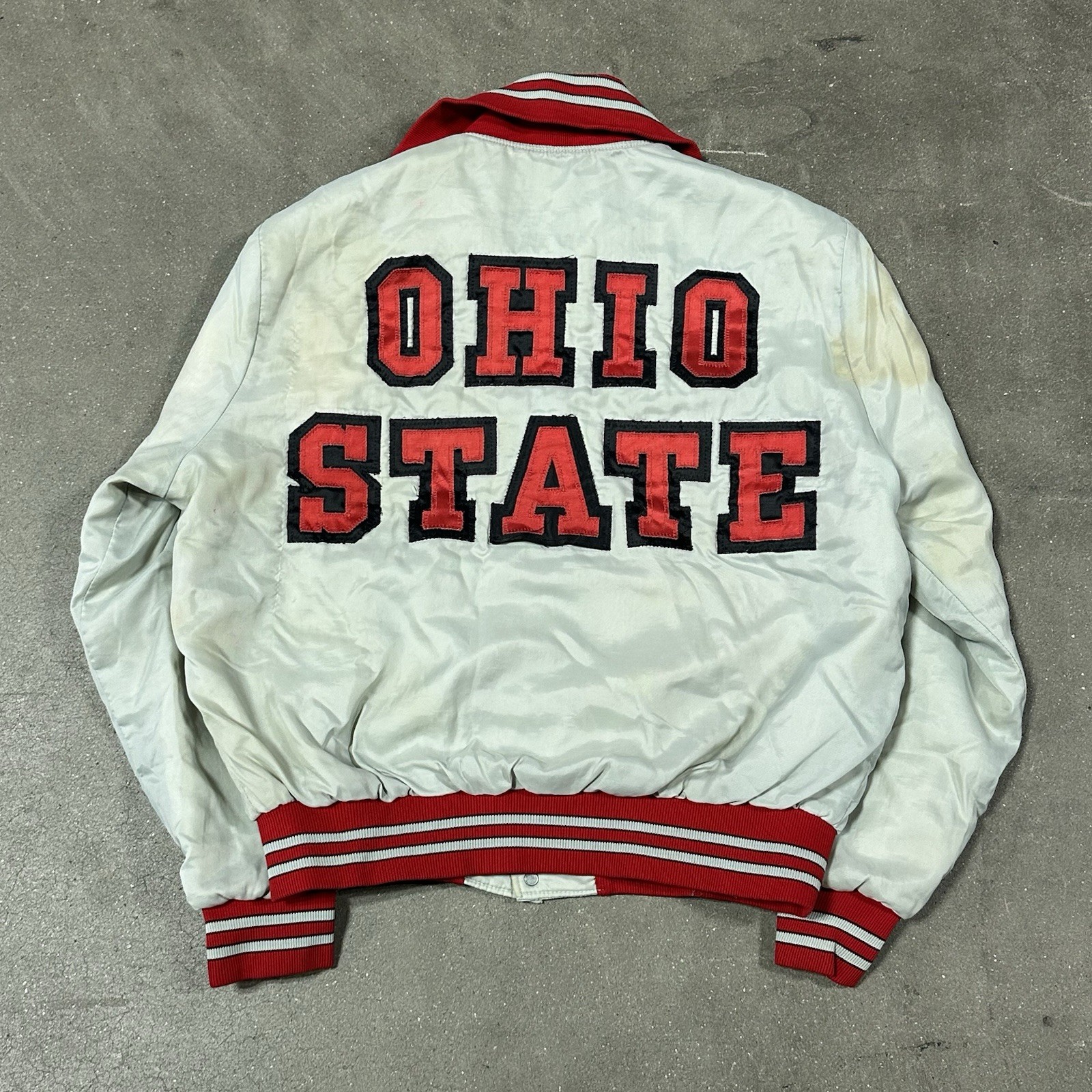 Ohio State Buckeyes Vintage 70s Football Varsity Bomber Jacket - Agler-Davidson