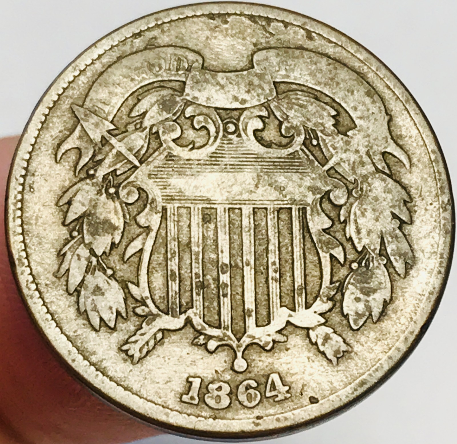 1864 Two Cent Piece 2C Civil War Date Large Motto US Copper Coin CC30220 1864 Two Cent Piece 2C Civil War Date Large Motto US Copper Coin CC30220