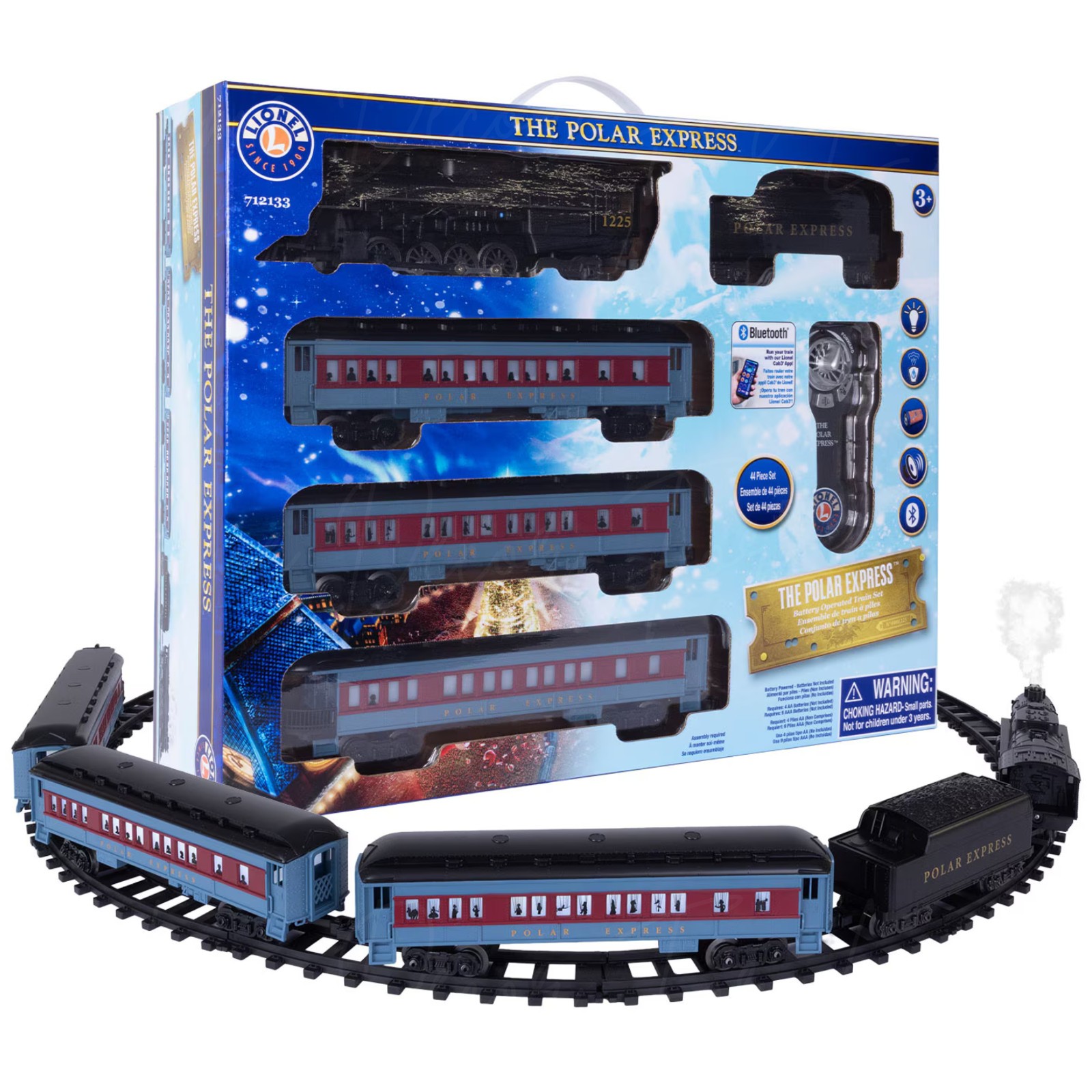 Deluxe Lights Sounds Lionel Polar Express Christmas Train Set Bluetooth & Remote