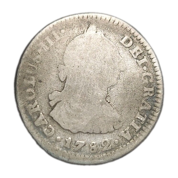 1782 Mo FF MEXICO 1 ONE REAL OLD SILVER COIN SPANISH COLONY