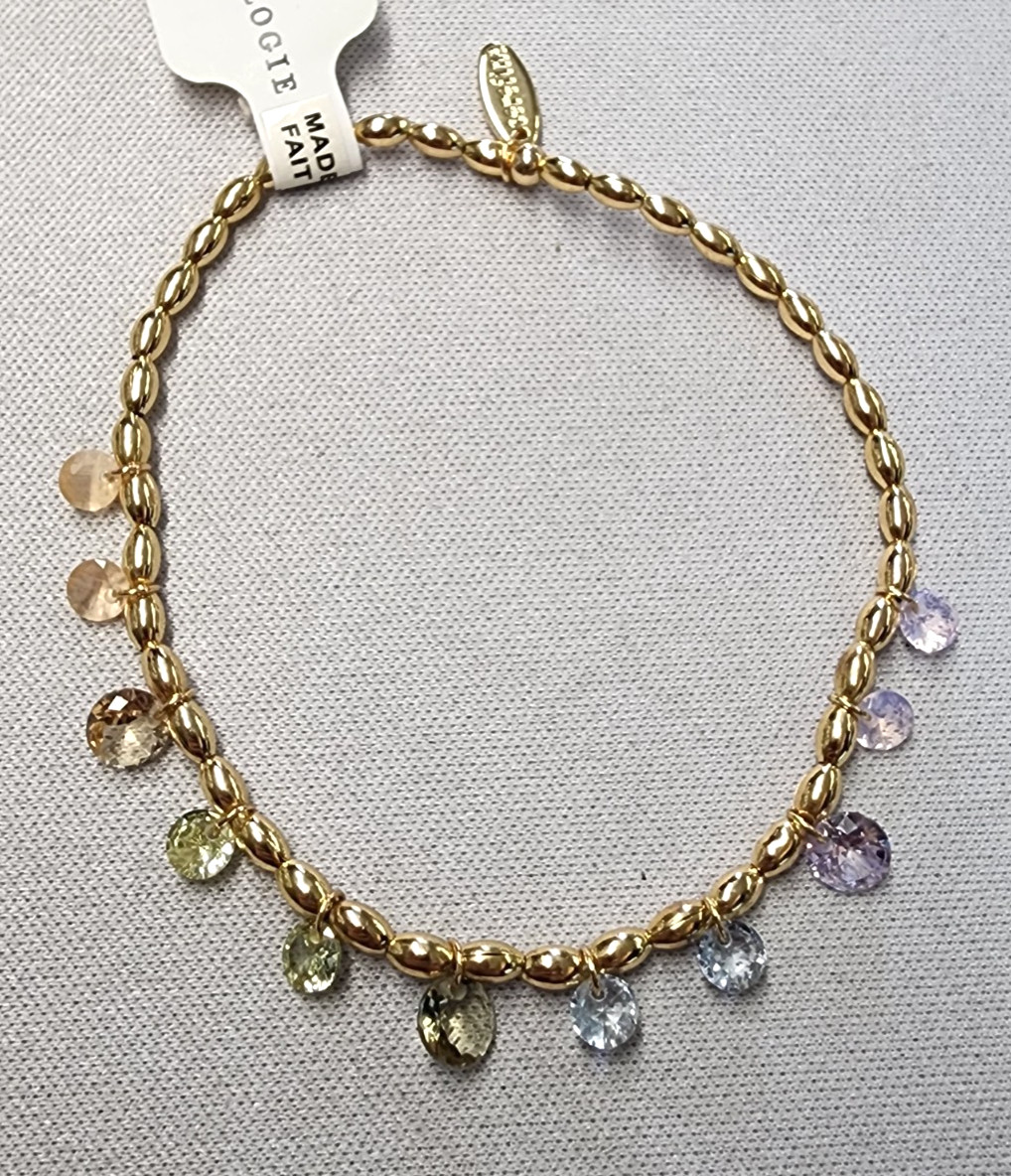Anthropologie 14K Gold Plated Floating Crystal Bracelet 6.5\