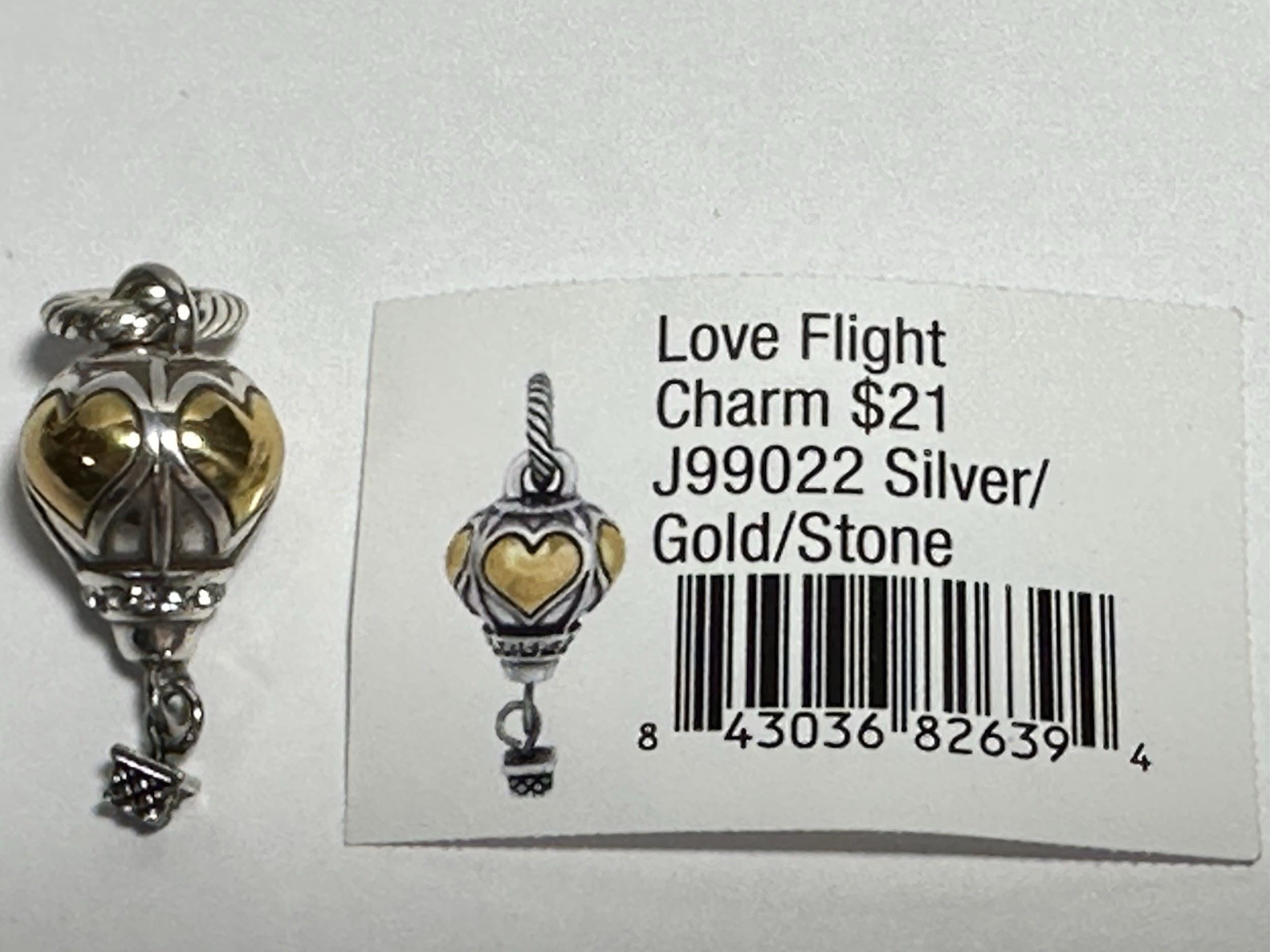 Authentic Brighton Love Flight Charm J99022 Silver/Gold/Stone Retired And Rare Authentic Brighton Love Flight Charm J99022 Silver/Gold/Stone Retired And Rare