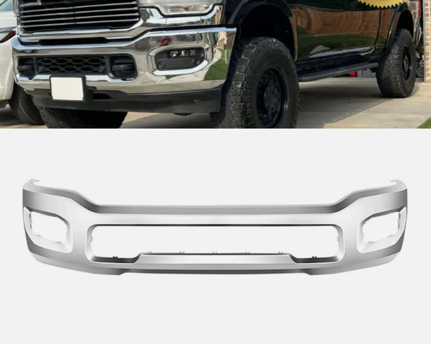 Chrome Steel Front Bumper Face Bar w/ Fog Light Hole For 2019-2024 Ram 2500 3500