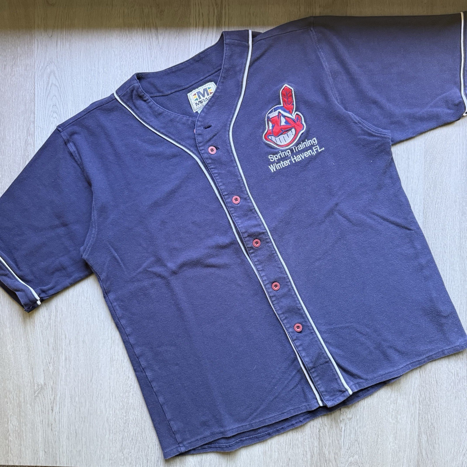 VINTAGE CLEVELAND INDIANS SPRING TRAINING BASEBALL JERSEY MIRAGE LARGE MLB 90S