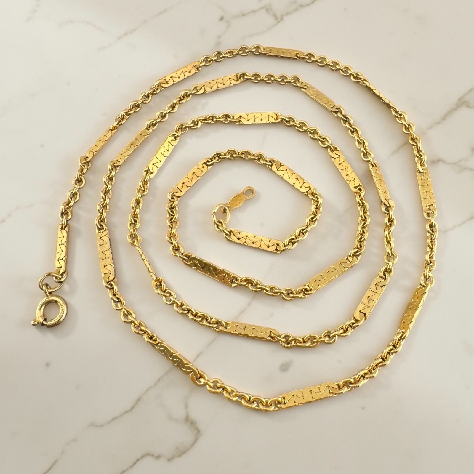Vintage 1/20 12K Gold Filled Bar Link Chain Necklace 24\