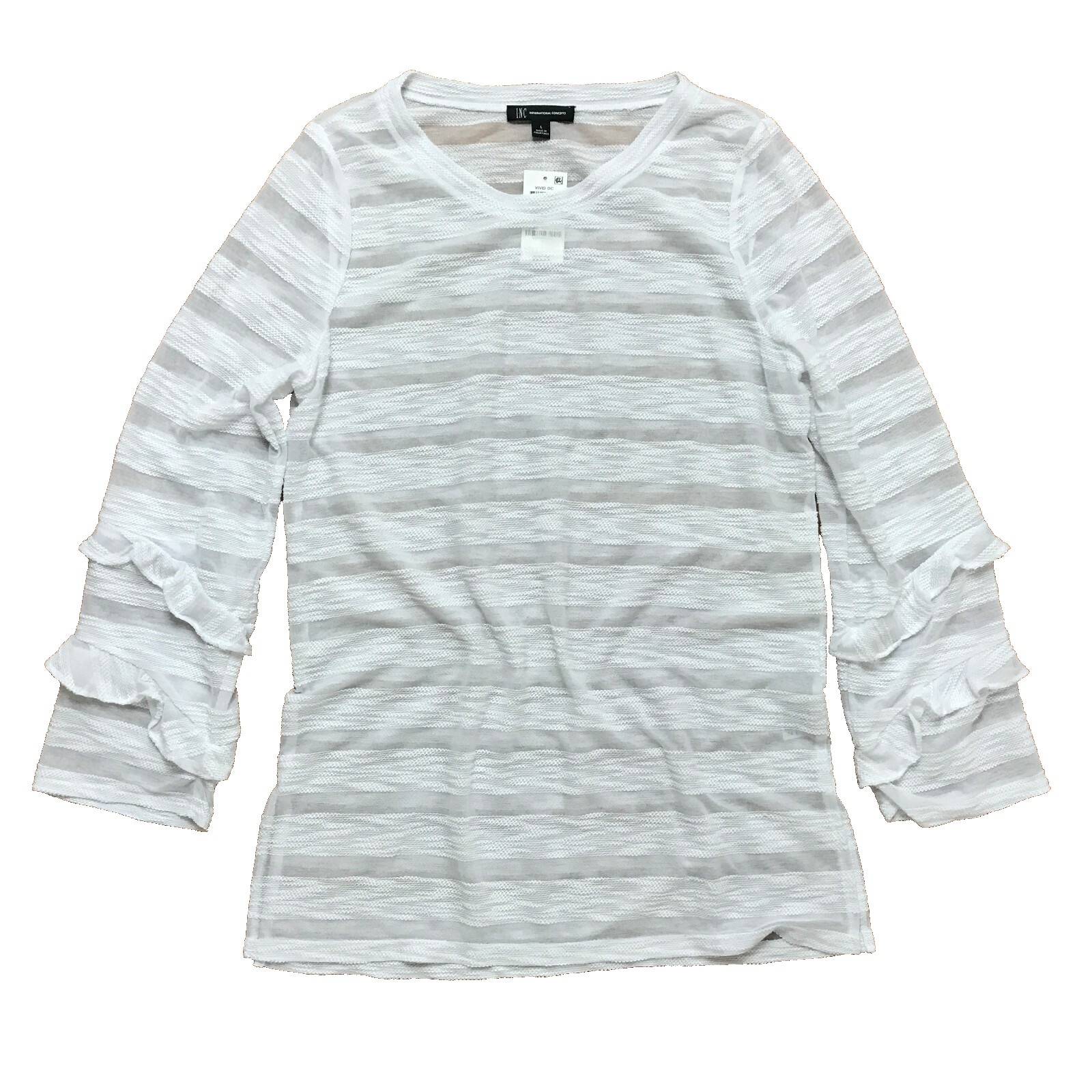 NEW INC International Concepts Ruffle Sleeve Top Women\'s Large White Long Sleeve NEW INC International Concepts Ruffle Sleeve Top Women\'s Large White Long Sleeve