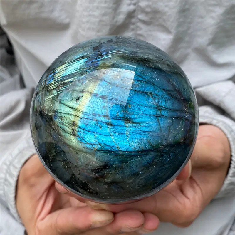Large Natural Labradorite Sphere Polished Handcraft Ball Blue 2.76-3.15in 7-8 cm